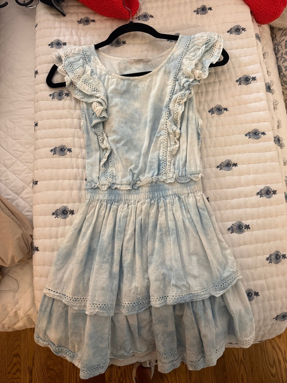 Steve Madden Light Blue Ruffled Tiered Mini Dress